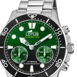 Reloj Lotus Connected Hybrid de hombre en acero y esfera verde, 18800/6.