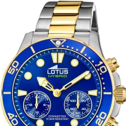 Reloj Lotus Connected Hybrid en acero bicolor dorado y esfera azul, 18801/1.