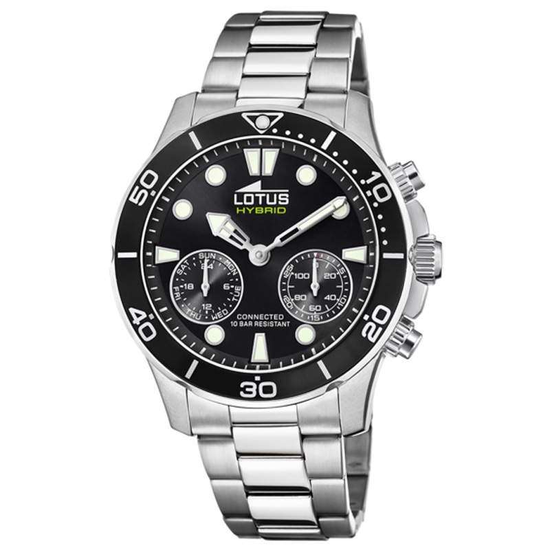 Reloj inteligente Lotus Connected Hybrid de hombre, acero y esfera negra, 18800/2.