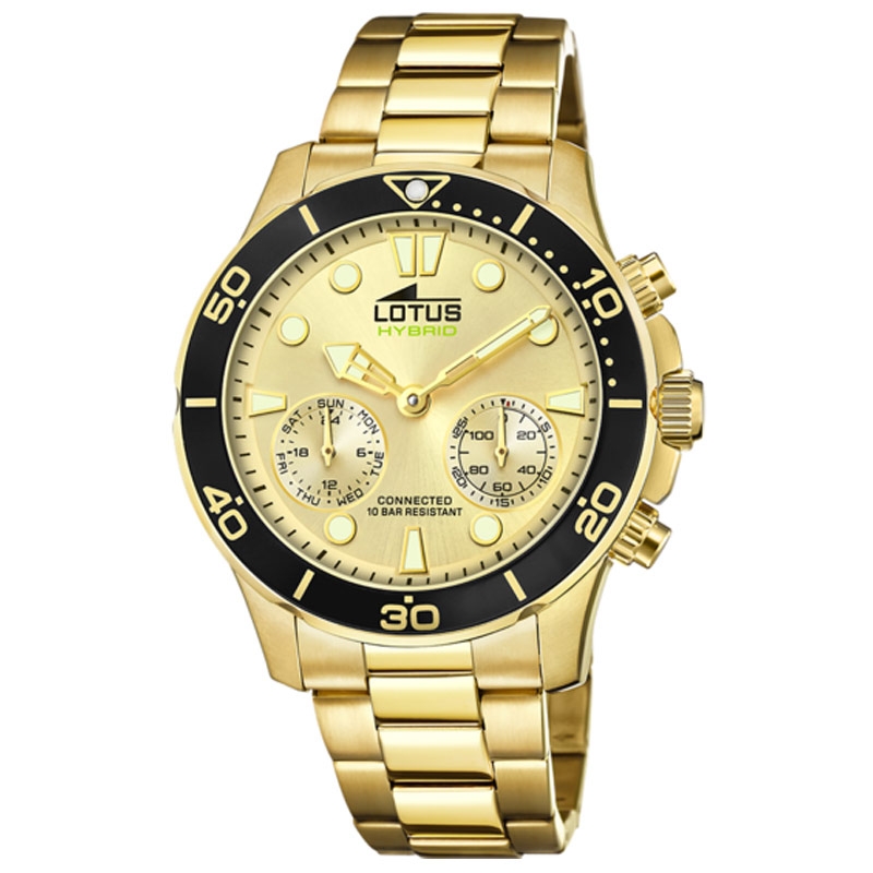 Reloj inteligente Lotus Connected Hybrid de hombre en acero dorado, 18802/1.