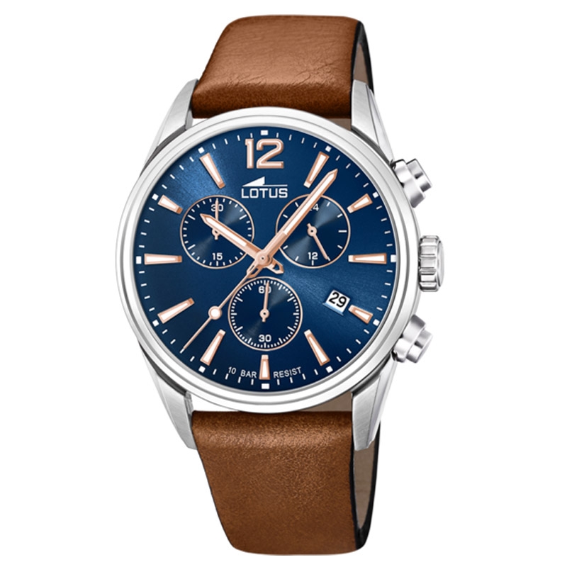 Reloj Lotus Chrono de hombre esfera azul con detalles en rosé y cronógrafo, 18691/2.