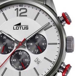 Reloj Lotus Chrono de hombre en acero gris oscuro y detalles en rojo, 18686/1.