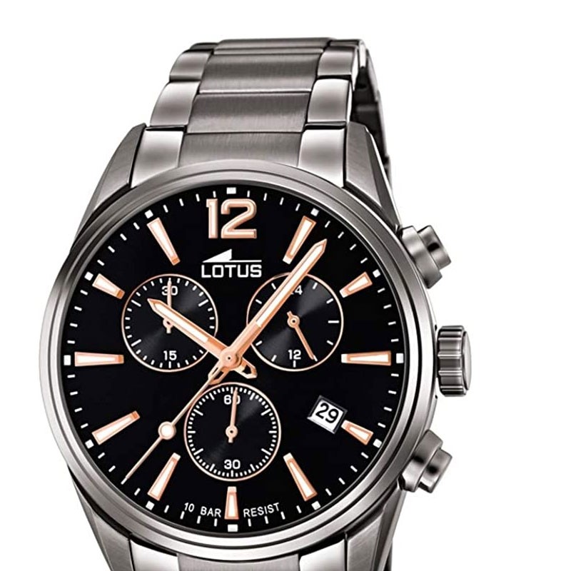 Reloj Lotus Chrono de hombre en acero gris oscuro y detalles rosados, 18682/6.