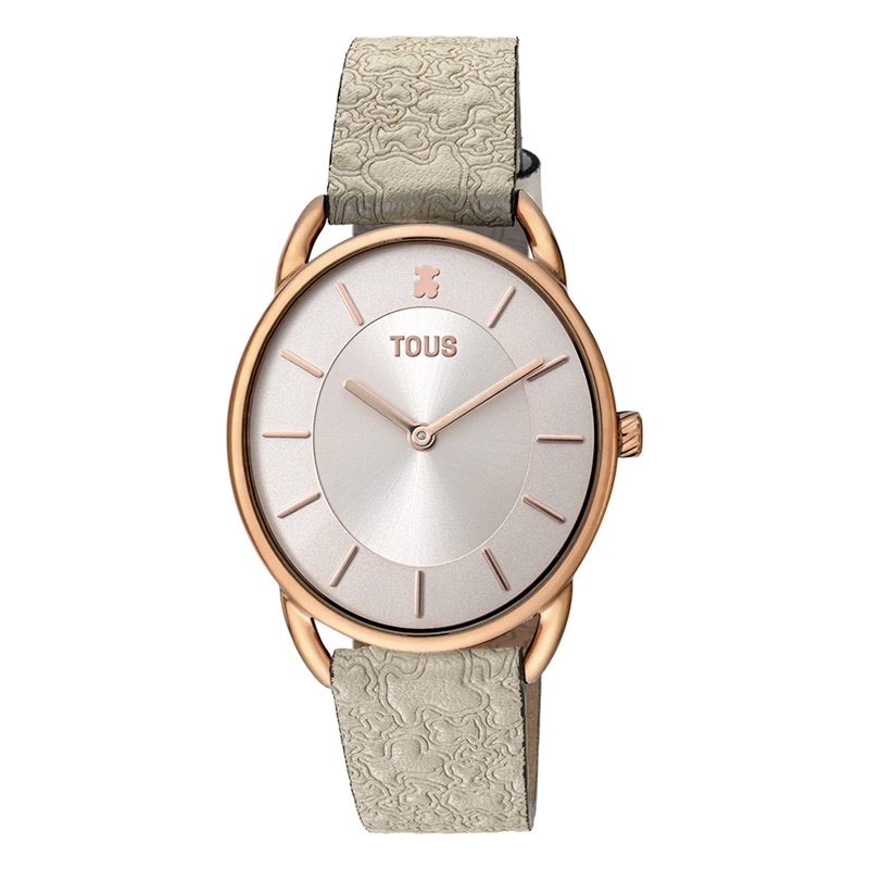 Reloj Tous DAI XL de mujer rosado con correa de cuero beige, 200351020.