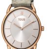 Reloj Tous DAI XL de mujer rosado con correa de cuero beige, 200351020.