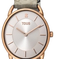 Reloj Tous DAI XL de mujer rosado con correa de cuero beige, 200351020.