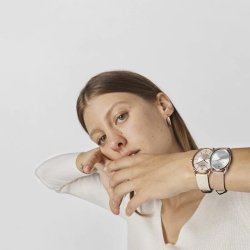 Reloj Tous DAI XL de mujer rosado con correa de cuero beige, 200351020.