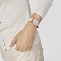 Reloj Tous DAI XL de mujer rosado con correa de cuero beige, 200351020.