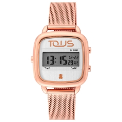 Reloj Tous D-Logo digital de mujer en acero rosado malla milanesa, 200350560.