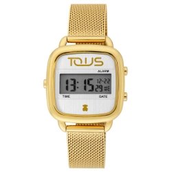 Reloj Tous D-Logo digital de mujer dorado con malla milanesa, 200350550.