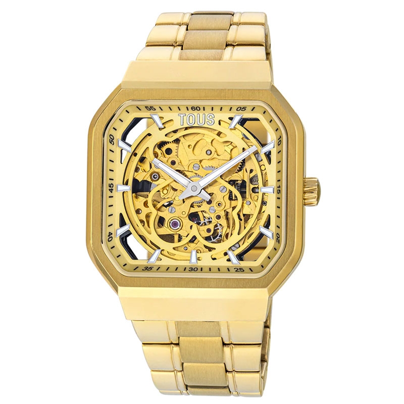 Reloj Tous D-Beard automático de mujer Skeleton en acero dorado, 200351031.
