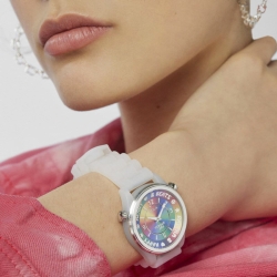 Reloj Tous Tender Time de mujer con esfera de colores y correa de silicona blanca 200350996.