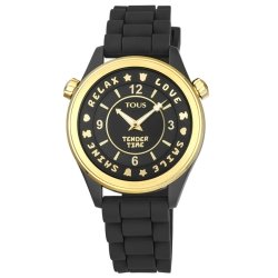 Reloj Tous Tender Time de mujer negro con detalles dorados, 200350600.