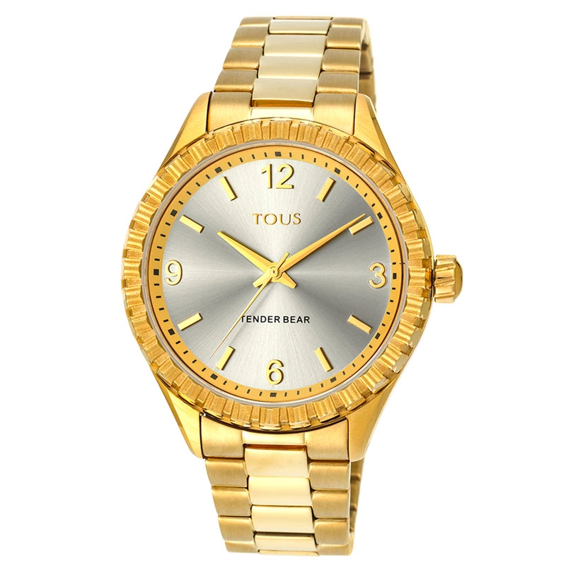 Reloj Tous Tender Beard de mujer en dorado con esfera plateada, 200350960.