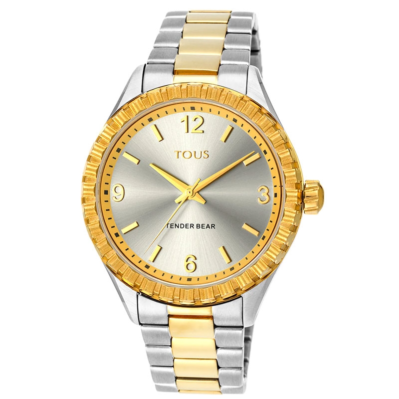 ✨Reloj Tous Tender Beard en acero bitono y esfera plateada, 200350970.