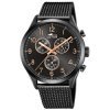 Reloj Lotus Minimalist de hombre negro, cronógrafo y detalle rosados, 18639/1