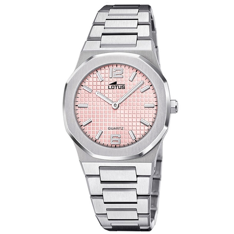 Reloj Lotus Excellent de mujer en acero y esfera rosa, 18843/3.