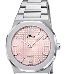 Reloj Lotus Excellent de mujer en acero y esfera rosa, 18843/3.
