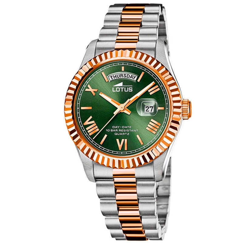 Reloj Lotus Freedom de hombres en bicolor rosé y esfera verde, 18856/3.