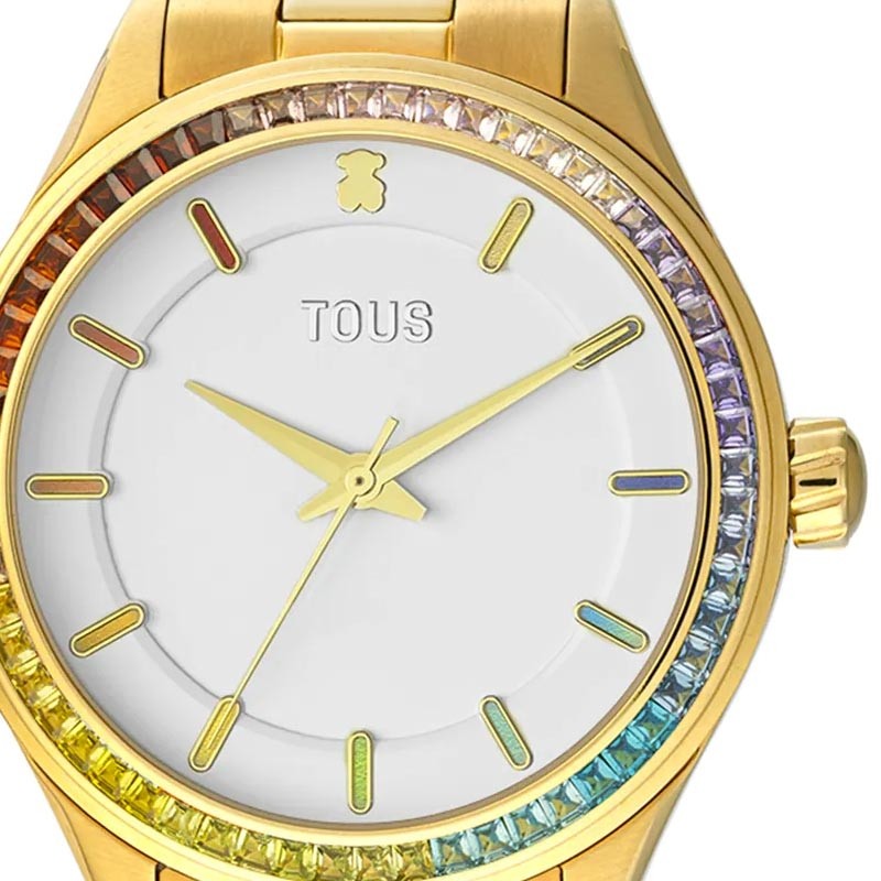 Reloj Tous Tender Shine de mujer en acero dorado y circonitas de colores, 200351025.