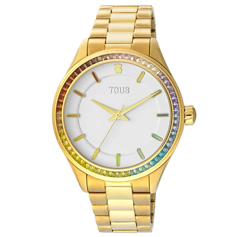 Reloj Tous Tender Shine de mujer en acero dorado y circonitas de colores, 200351025.