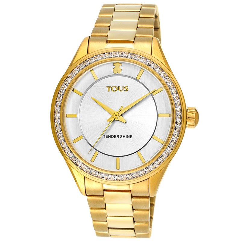 Reloj Tous Tender Shine de mujer en acero IP dorado con circonitas, 200350520.