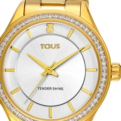 Reloj Tous Tender Shine de mujer en acero IP dorado con circonitas, 200350520.