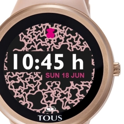 Reloj Tous Rond Connect en acero rosado y correa de silicona nude, 100350685.