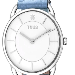 Reloj Tous Dai XL de mujer esfera blanca y correa de piel azul, 200351018.