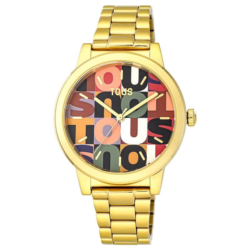 Reloj Tous Mimic de mujer en acero dorado y esfera con estampado TOUS, 200351011.