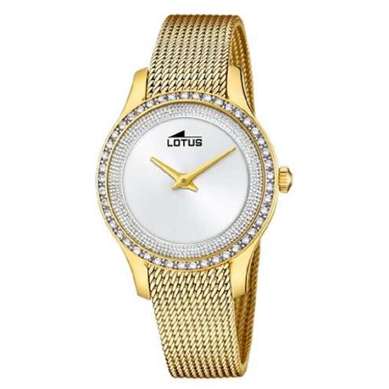 Reloj Lotus Bliss de mujer en dorado con circonitas y malla, 18827/1.