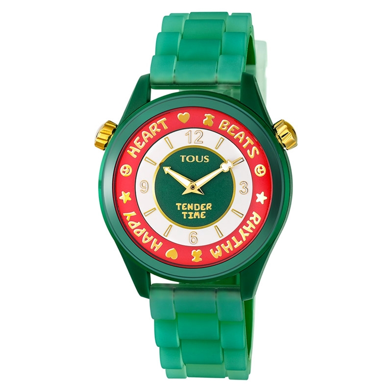 Reloj Tous Tender Time en verde con correa de silicona, 200350999.
