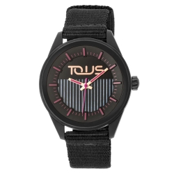 Reloj Tous Vibrant solar sostenible en negro y detalles fucsia, 200350900.