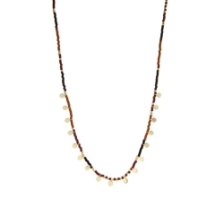 Collar en plata dorada con cuentas color tierra y soles, de Luxenter NXA305Y999.