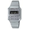 Reloj Casio Vintage en plateado con 4 botones frontales, A100WE-7BEF.