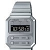 Reloj Casio Vintage en plateado con 4 botones frontales, A100WE-7BEF.