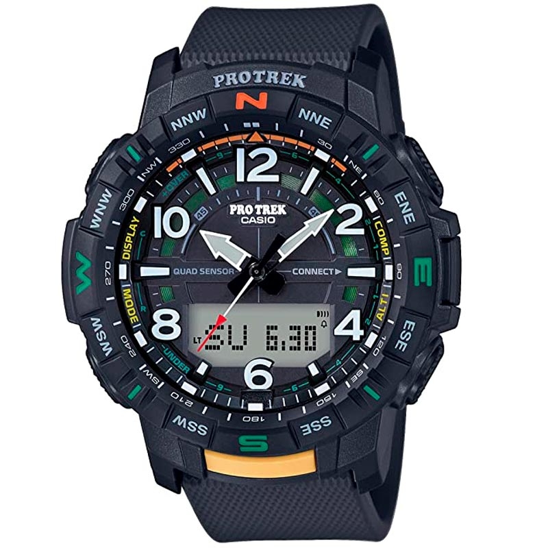 Reloj inteligente Casio Pro Trek de hombres en resina negra, PRT-B50-1ER. Reloj inteligente Casio Pro Trek de hombres en resina negra, PRT-B50-1ER.