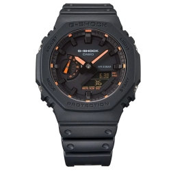 Reloj G-Shock para hombre multifunción en negro con detalles naranjas, GA-2100-1A4ER.