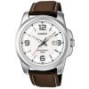 Reloj Casio de hombre, dial blanco con correa piel marrón, MTP-1314PL-7AVEF.