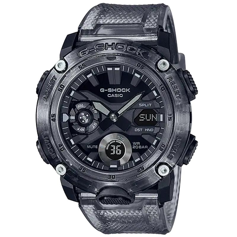 Reloj G-Shock Skeleton de hombre multifunción en resina translúcida negra, GA-2000SKE-8AER. Reloj G-Shock Skeleton de hombre multifunción en resina translúcida negra, GA-2000SKE-8AER.