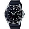 Reloj Casio de hombres con esfera, bisel y correa de silicona negra, MDV-107-1A1VEF.
