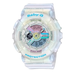 Reloj Casio Baby-G de mujeres, digital en resina transparente nacarada, BA-110PL-7A2ER.