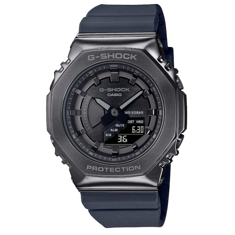 Reloj G-Shock unisex multifunción en acero IP negro y correa de silicona negra, GM-S2100B-8AER.