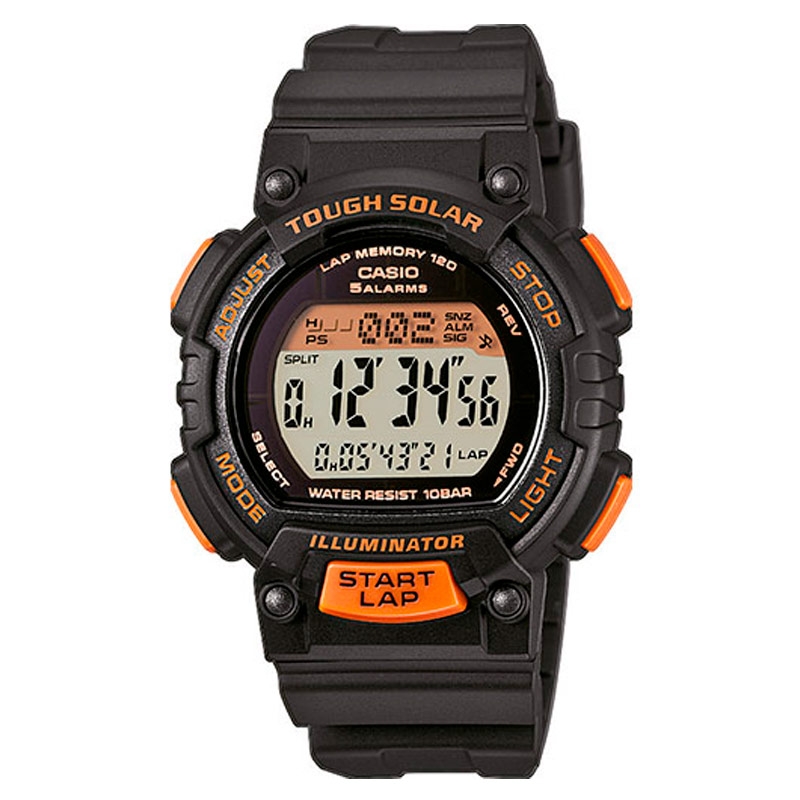 Reloj Casio Tough Solar en negro y detalles naranja, STL-S300H-1BEF.