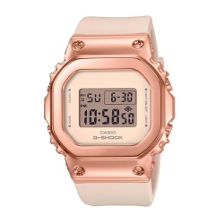 Reloj G-Shock unisex multifunción en acero dorado rosé y resina color salmón, GM-S5600PG-4ER.