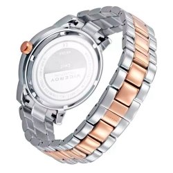 Reloj Viceroy Chic de mujer en acero bitono rosé con esfera azul y guilloché, 401268-33.