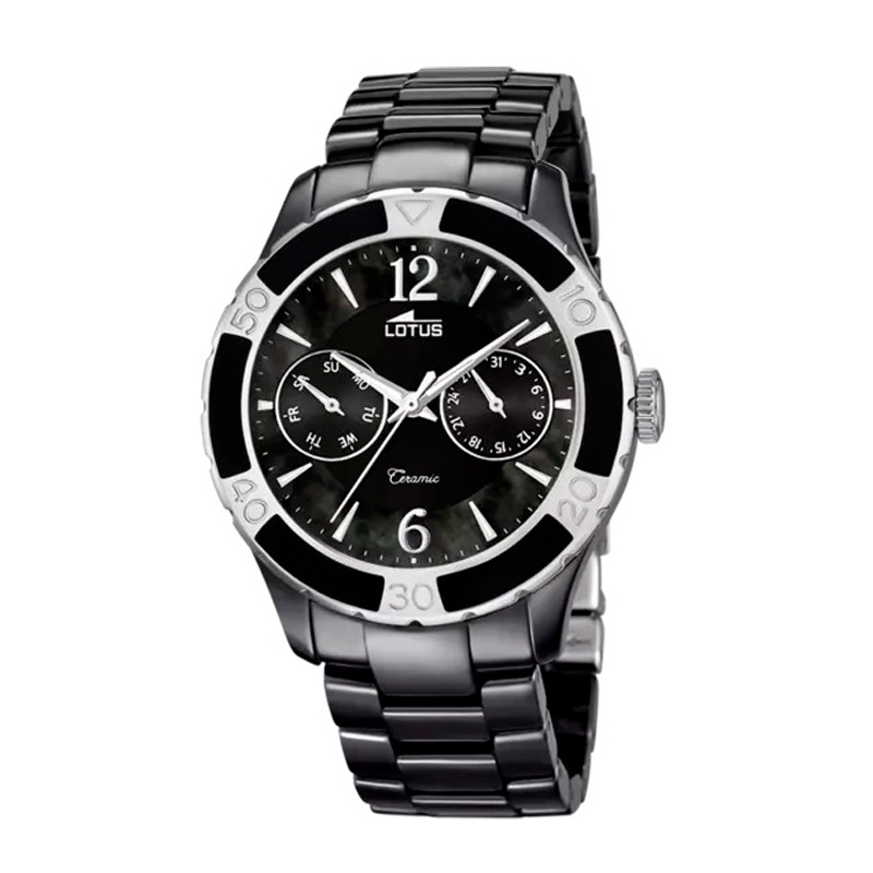 Reloj Lotus Ceramic multifunción para mujer en cerámica negra, 15930/3.