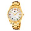 Reloj Lotus Bliss de mujer en acero revestido en oro amarillo con esfera blanca, 18902/1.