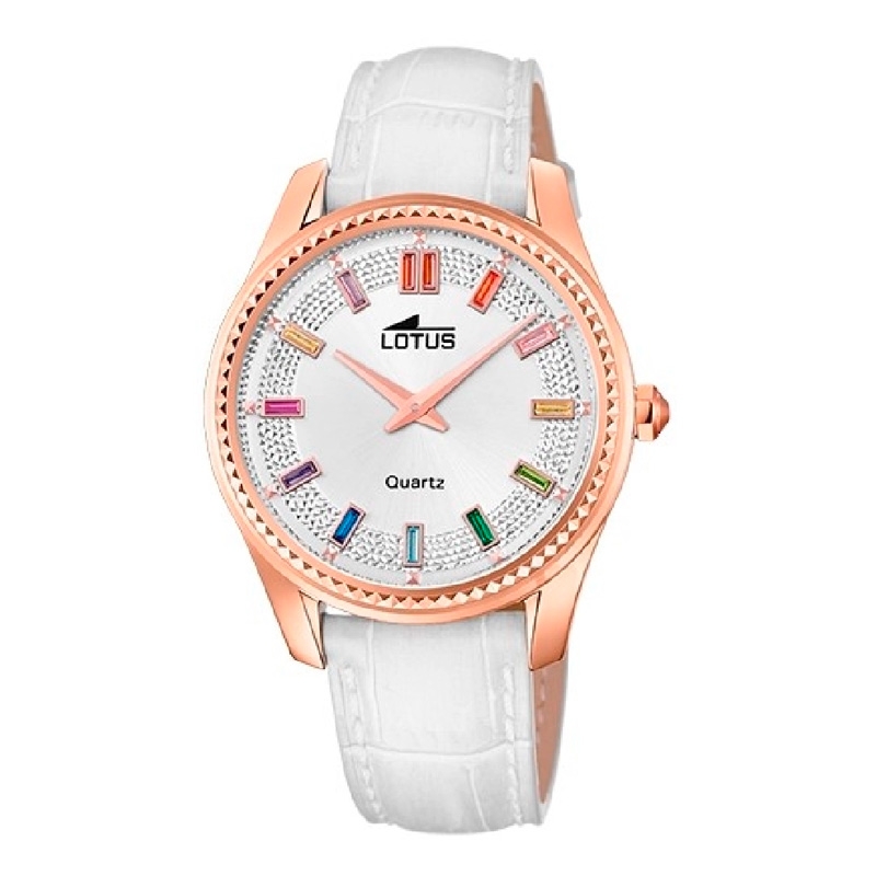 Reloj Lotus Bliss de mujer en acero revestido en oro amarillo con esfera blanca, 18902/1.