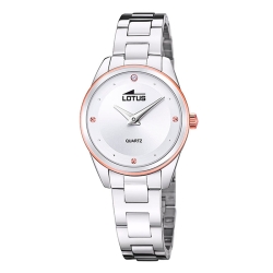 Reloj Lotus Trendy de mujer en acero clásico con circonitas y esfera plata, 18795/1.